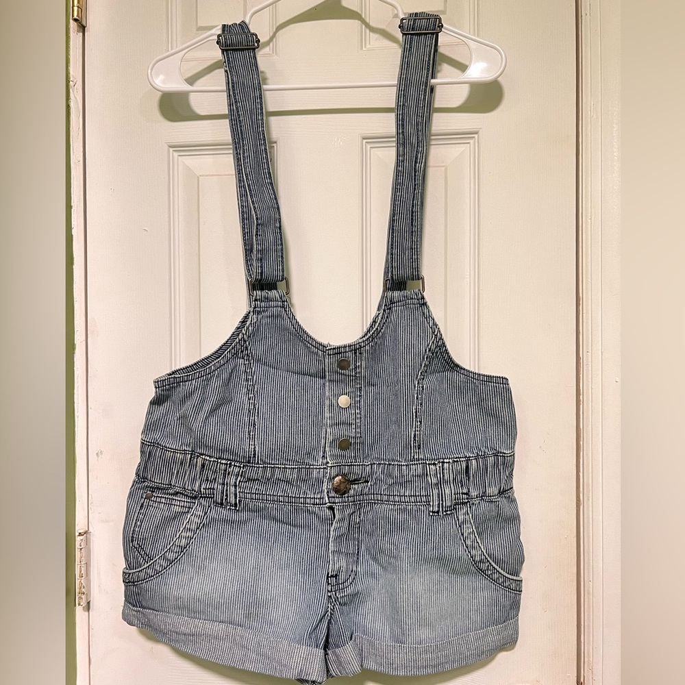 Striped Overall Shorts